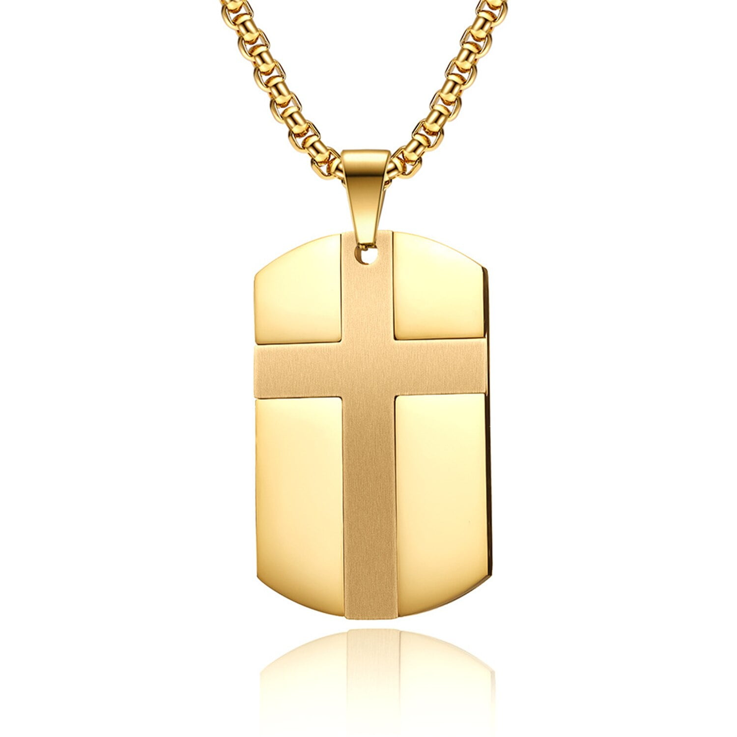 IEFSHINY Mens Cross Dog Tag Pendant Necklaces Stainless Steel Bible