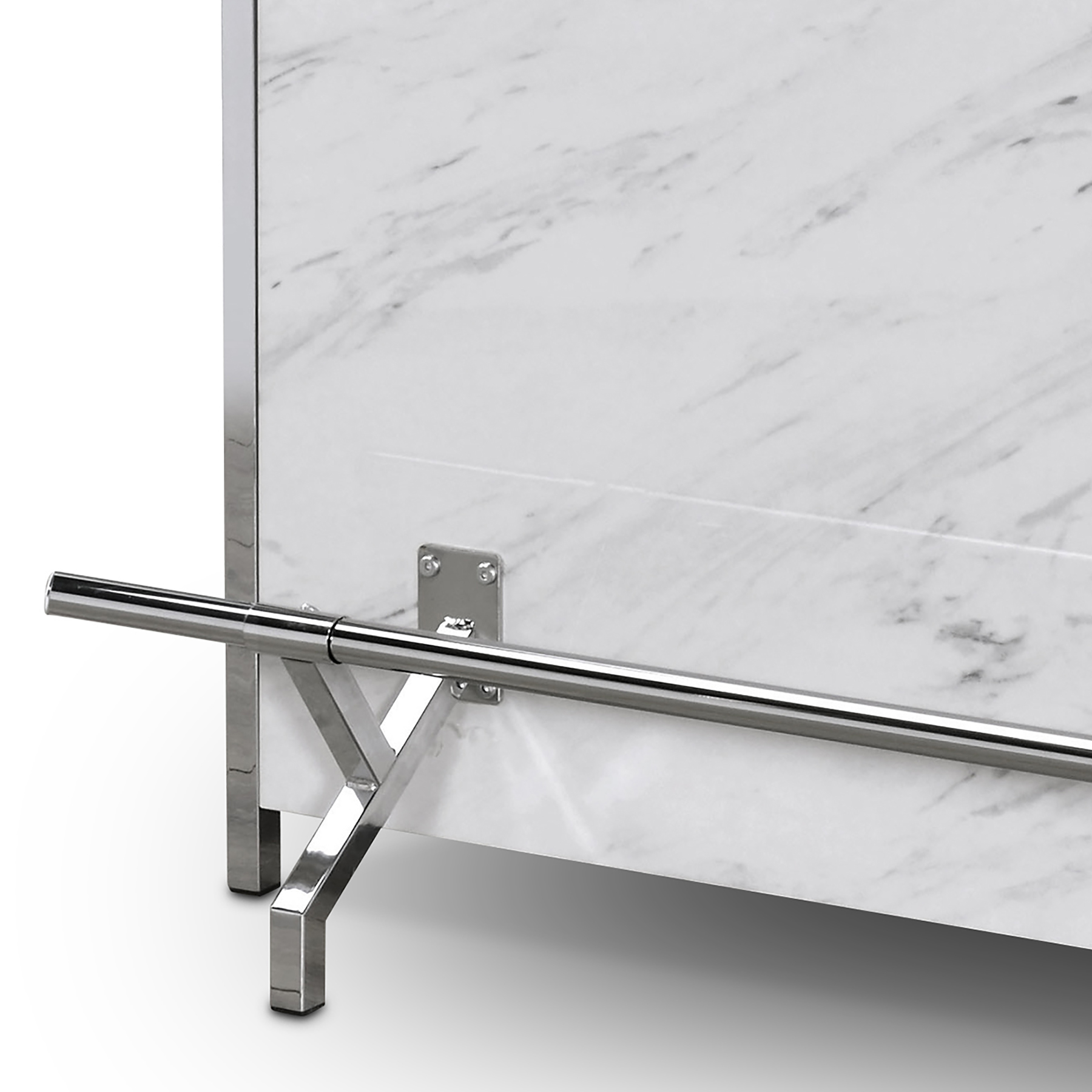 Furniture of America Naar Multi-Storage Bar table, White and Chrome