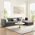 thumbnail image 3 of Modway Sanguine 4-Piece Velvet Modular Sectional Sofa in Gray, 3 of 6