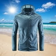thumbnail image 2 of Wyobmus Men's Hooded Upf 50+ Sun Protection T Shirts Lightweight Long Sleeve Zip Up Fishing Shirts Outdoor Hiking Running Swimming Hoodies M-4X A-Navy, 2 of 5
