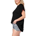 thumbnail image 3 of Doublju Women's Crewneck Muscle Short Sleeve T-shirt (Plus Size Available), 3 of 4
