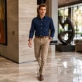 thumbnail image 3 of AZoiNM Men's Slim Fit Wrinkle-Free Casual Long Sleeve Shirt Floral Print Color Block, 3 of 11