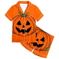 thumbnail image 4 of ZHOGXU Leisure Halloween Themed Short Sleeve Pajama Set Pumpkin Printed Kids Girls Sleepwear Home Nights, 4 of 4