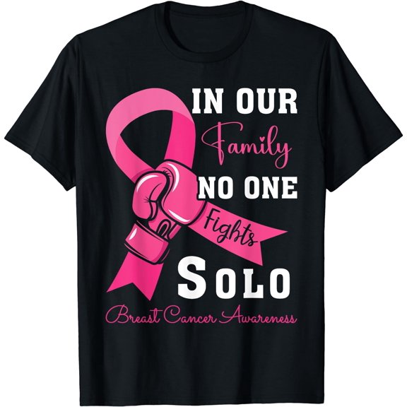 Breast Cancer Support Family Women Breast Cancer Awareness T-Shirt Black Small