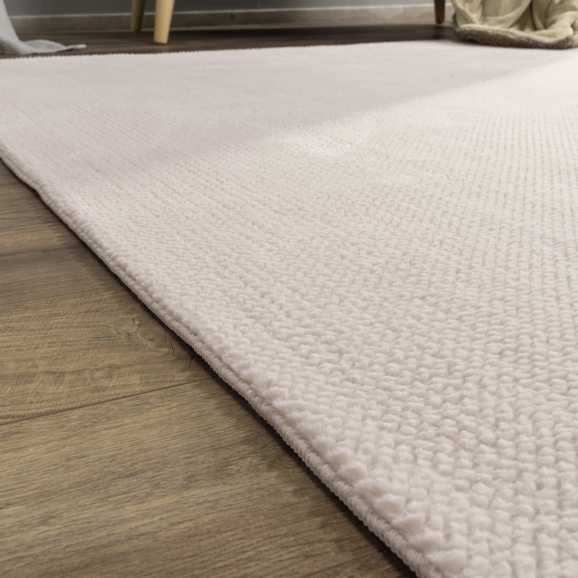 Paco Home Textured Area Rug Soft & Washable in Cream - 2'8" x 4'11" (3'x5')