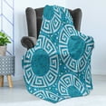 thumbnail image 4 of Aqua Soft Flannel Fleece Throw Blanket, Greek Meander Mosaic Pattern Classical Geometrical Ornament Architecture, Cozy Plush for Indoor and Outdoor Use, 50" x 60", Blue Green White, by Ambesonne, 4 of 5