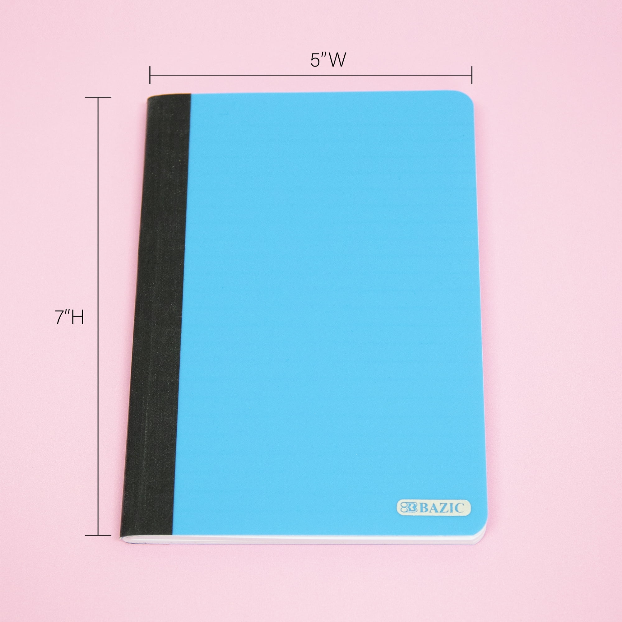 BAZIC Poly Cover Composition Book 80 Sheet 5" x 7", Assorted Color, 8-Pack