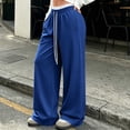 thumbnail image 5 of Gytharion Women's Lace Trim Sweatpants Solid Color Straight Leg Loose Casual Track Pants with Pockets Drawstring Elastic High Waist Joggers, 5 of 7