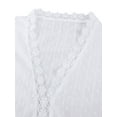 thumbnail image 3 of Women Dots Print Lace Splicing Short Sleeve V Neck Solid Color Shirt, 3 of 6