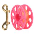 thumbnail image 1 of Carrete de buceo de plástico ligero que evita que se enrolle, con clip de presión de cobre para pesca en cuevas, 18 m (rosa), 1 of 14