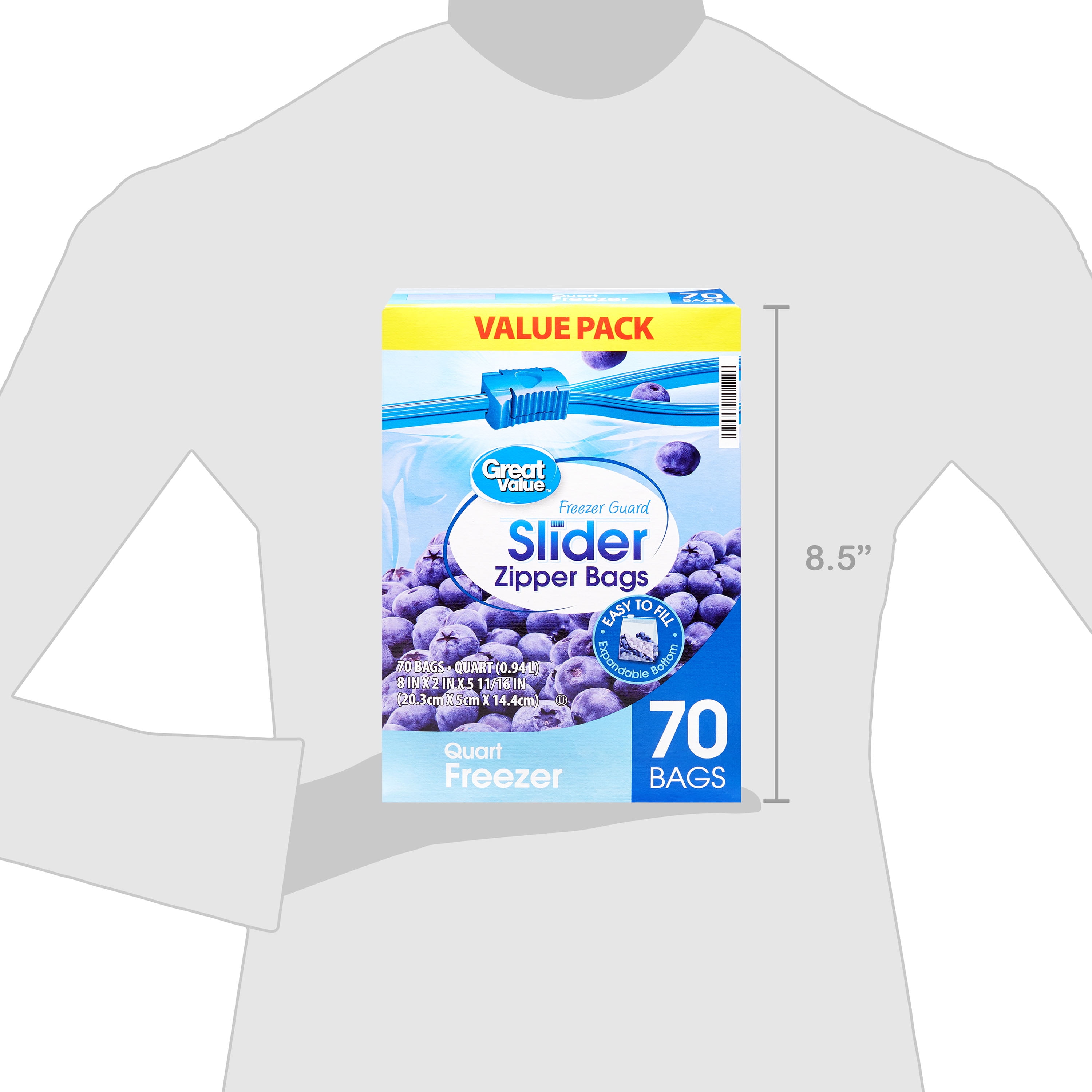 Great Value Slider Zipper Quart Freezer Bags Mega Pack 70