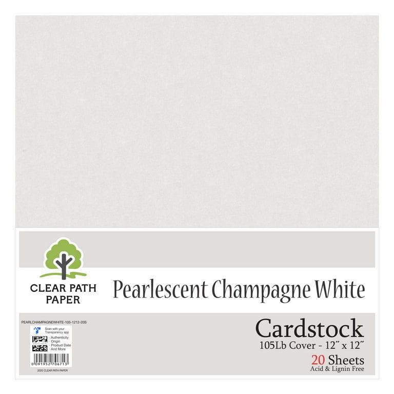 Pearlescent Champagne White Cardstock - 12 x 12 inch - 105Lb Cover - 20  Sheets - Clear Path Paper