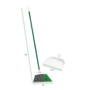 Libman Extra Large Precision Angle Broom with Green Steel Handle and Clean Fibers Dustpan