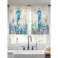 thumbnail image 2 of Summer Marine Life Sheer Curtains 45 Inch Long 2 Panels, Ocean Seahorse Starfish Coral Coastal Anchor Light Filtering Rod Pocket Curtains, Sheer Voile Drapes for Living Room Bedroom, 52"x45", 2 of 8