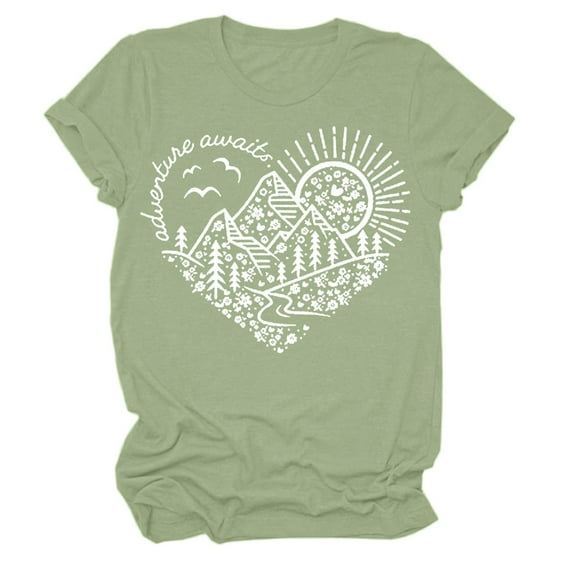 Sgkm Womens Tops Heart Printed Workout Tops Outdoor Graphic Tee Oversized Cropped Tshirts for Women XXL