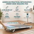 thumbnail image 3 of FYC Walking Pad Treadmill with 15% Auto Incline, 350 lbs Capacity 3.5HP Ultra Quiet Brushless Motor, 0.5-6MPH Speed, Bluetooth Speaker & APP, Under Desk Treadmill for Home Office Hiking, 3 of 12