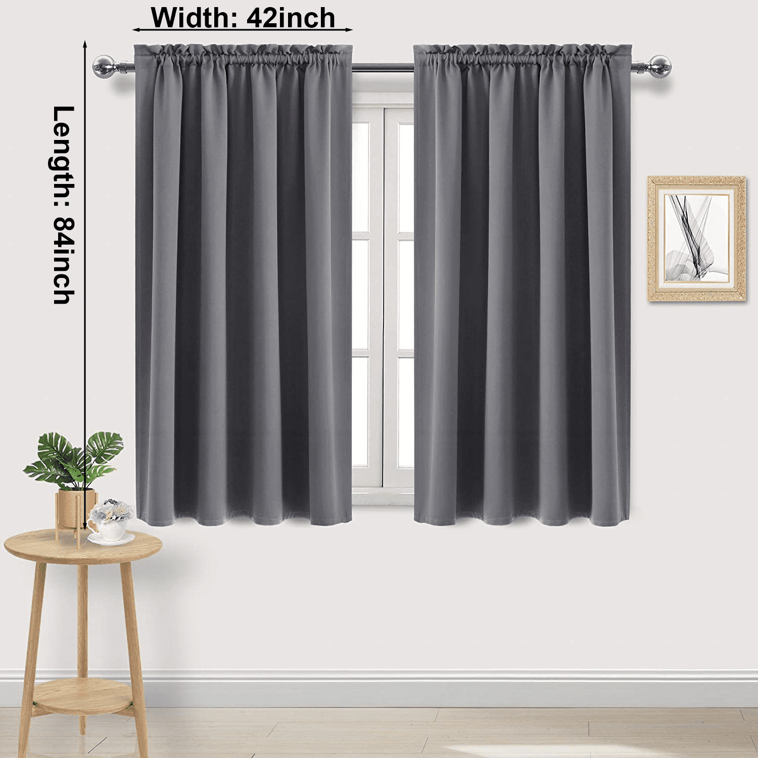 Blackout Curtains for Bedroom 84 Inch Length 2 Panels Set, Thermal Insulated Privacy Energy Saving Rod Pocket Window Curtain Room Darkening Drapes, W42 x L84 Inch