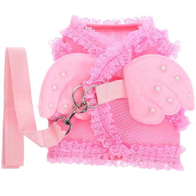 Adorables arneses mascotas angel gato arneses moda perro correas de pecho tracción mascota tracción (rosa, tamaño s, hebilla de tracción para aleatorios)