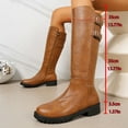 thumbnail image 3 of Knee High Riding Boots for Women Trendy Buckle Strap Lug Sole Round Toe Low Heel Zipper Tall Motorcycle Booties, 3 of 9