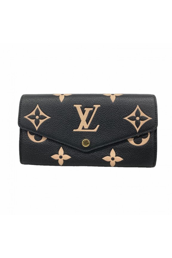 Pre-Owned Louis Vuitton Monogram Empreinte Bicolor Portefeuille Sarah Long Wallet M80496 Black...