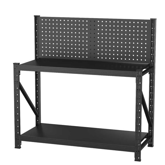 DIMAN Heavy Duty Workbench 3000LBS with Pegboard, Wheels, and Adjustable Shelves, 47.2"H x 47.09"W x 19"D, 1-Pack