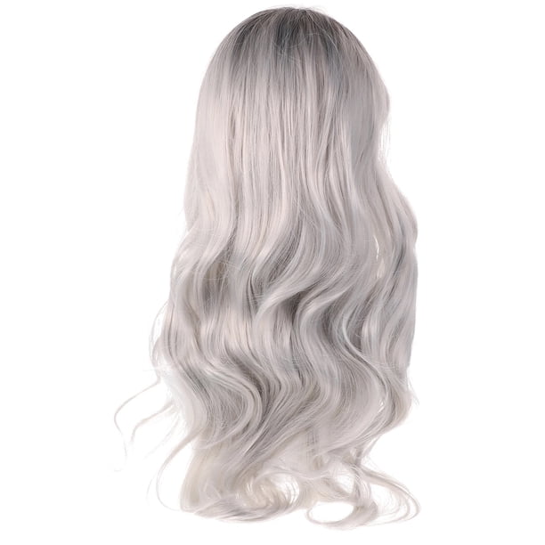 Peluca de cosplay colorida de ondas largas, rizada, negra, ombré y gris, estilo Lolita, pelucas de anime para cosplay