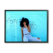 Stupell Industries Glam Female Fashion Pose Graffiti Blue Bricks Design by Unsplash