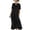 Black#, variant on Women's Solid Color Short Sleeve Linen-Like Maxi Dress, Casual Loose Fit Pocket Flowy Long Dresses for Summer
