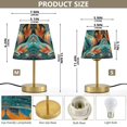 thumbnail image 2 of Tapered Desk Lamp with Antique Brass Base Table Lamps Dimmable LED Bulb Button Switch Night Light Abstract Leaves Small, 2 of 8
