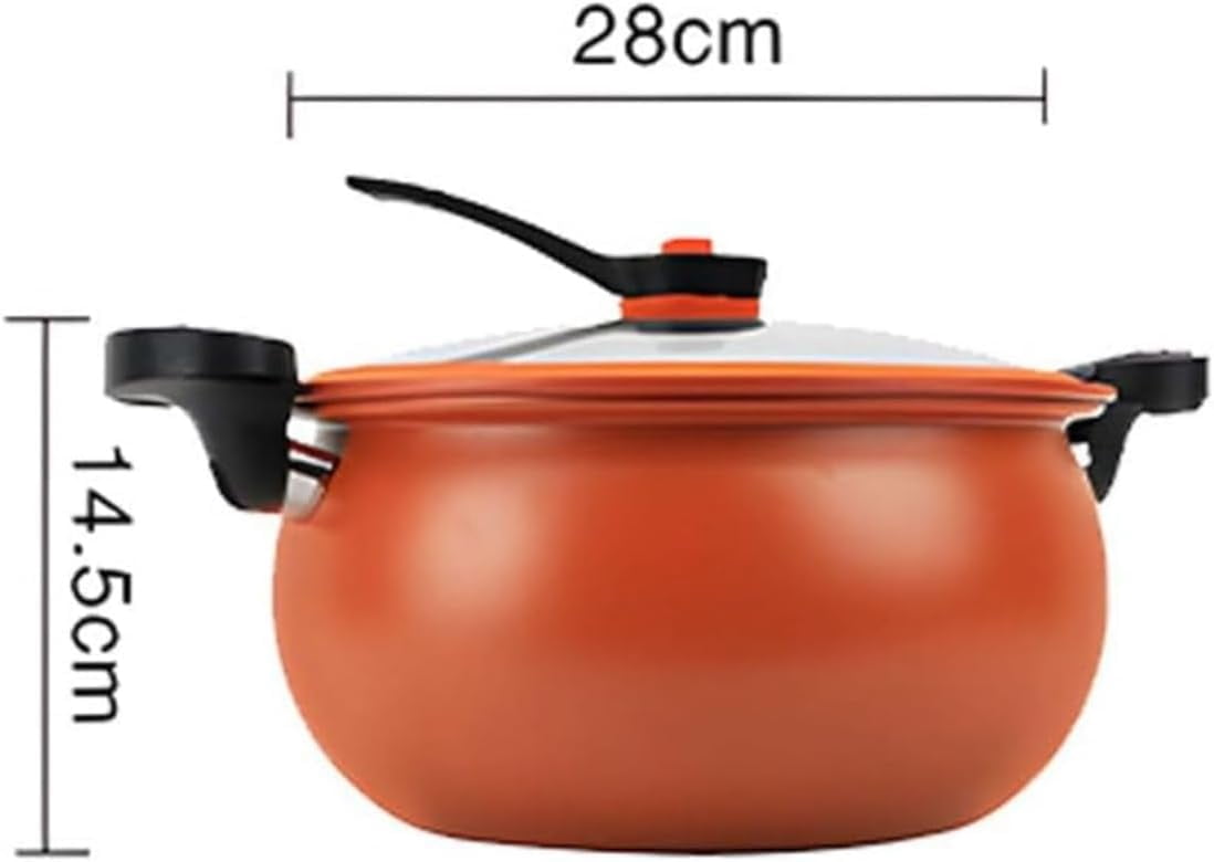Multifunctional Large Capacity Non-stick Pressure Cooker, 8QT Micro Pressure Cooker Pot with Anti-Scalding Handle & Visible Glass Cover, Fast Cooking Pot for Family Meals, Soups, Stews (B)