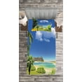 thumbnail image 3 of Ambesonne Beach Quilted Bedspread Set 2 Pcs, Paradise Palms Island, Twin Size, Multicolor, 3 of 3