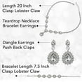 thumbnail image 4 of Wedding Costume Jewelry Set for Women Bridesmaid Teardrop Necklace Bracelet Earrings White Crystal Bridal Women Size 20" & 7.5'' Birthday Christmas Gifts, 4 of 7