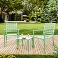 thumbnail image 5 of Towallmark 3 Piece Outdoor Bistro Set,Stackable Modern Steel Furniture for Porch,Metal Table with 2 Chairs for Indoor Outdoor Backyard,Deck,Balcony,Pool,Green, 5 of 8