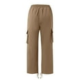 thumbnail image 7 of New Pocket Design Solid Cargo Pants Trousers for Men Full Length Casual Loose Drawstring Pockets Pants Male Cargo Trousers Khaki S, 7 of 7