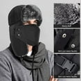thumbnail image 4 of Zacro Trapper Hat for Men Women, Winter Hat Trooper Russian Warm Hat with Ear Flaps Windproof Mask, Black, 4 of 7