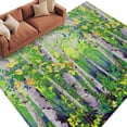 thumbnail image 2 of Green Oil Painting Area Rug 6x9 FT, Non Slip Living Room Throw Carpet, Modern Abstract Art Summer Tree Leaves Washable Soft Large Floor Carpet Non-Shedding Rug for Bedroom Dining Room Play Room, 2 of 9