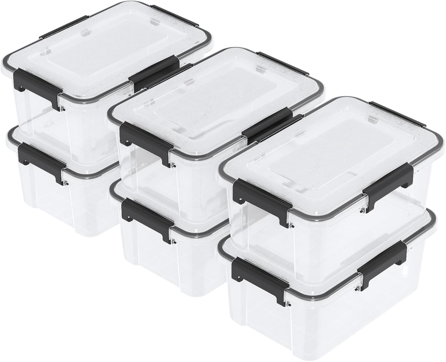 Jekiyo 10 Quart Airtight Stackable Storage Container for Food, 6 Packs Plastic Storage Box with Latching Lid