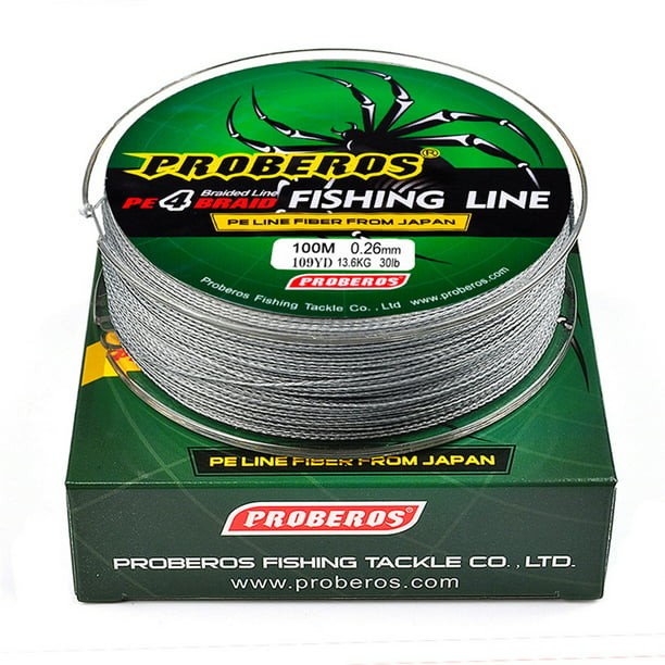 100m Super Strong PE Braided Fishing Line 8lb Green, Size: 0.20 mm, Gray