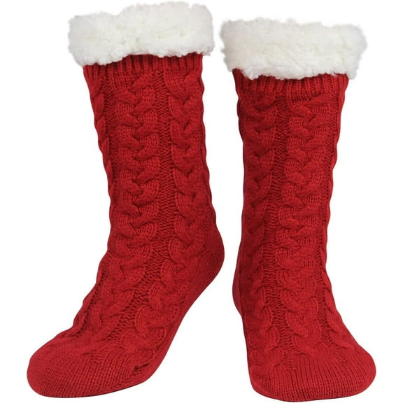 LZLINGMEI Slipper Socks for Women with Gripper Winter Non Slip Thick Fuzzy Socks Warm Cozy Christmas Gift