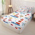 thumbnail image 2 of jejeloiu Playful Nautical Print Zipper Twin Comforter Sets with Fitted Sheet and 2 Pillowcases For Girls,Red Lighthouse Pattern Zipper Bedding Set,Multicolor,Polkadot Reversible,4 Pieces, 2 of 7