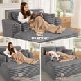 thumbnail image 4 of Muumblus Oversized Chaise Lounge Chair Indoor Furniture, No Assembly Required, Plush Corduroy Upholstered Sofa Bed Cozy Sleeper Couch for Living Room, Bedroom, Grey, 4 of 10
