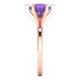 thumbnail image 3 of 3.0ct Round Cut Purple Natural Amethyst 18k Pink Rose Gold Engraving Statement Bridal Wedding Solitaire Designer Ring Size 6.5, 3 of 5