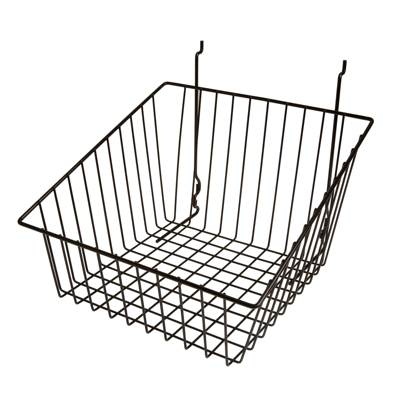 White Multi-Fit Sloped Front Wire Basket for Slatwall 2 Pack Set of 6 Econoco Pegboard or Gridwall White Metal Semi-Gloss Basket