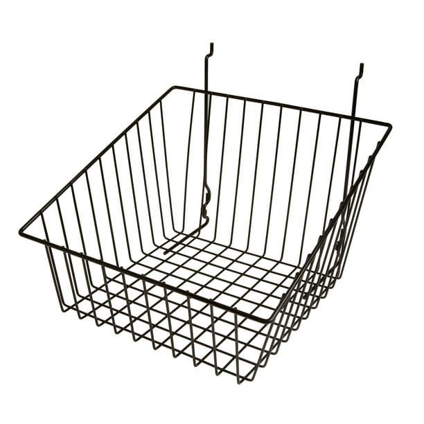 Econoco's Black SlopedFront Metal Wire Basket for Slatwall, Pegboard