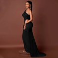 thumbnail image 2 of Women's One Shoulder Chest Wrapped Sleeveless Pleated Hollow-out Waist Long Dress, Hips Wrapped, Solid Color, Sexy, 2 of 20