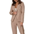 thumbnail image 3 of Women'S Two Piece Suits - Business Blazer Pants Suit Set, Professional Work Outfit for Office Khaki M, 3 of 8