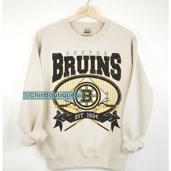 Boston Hockey Vintage 90s Sweatshirt, Retro Ice Hockey Crewneck, Unisex Fan Gift Shirt ,Sand Color,Size XL
