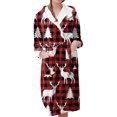 thumbnail image 1 of Women's Fleece Plush Robe Long Warm Plush Bathrobe Loungewear Jacket Printed Comfort Robe, 1 of 5