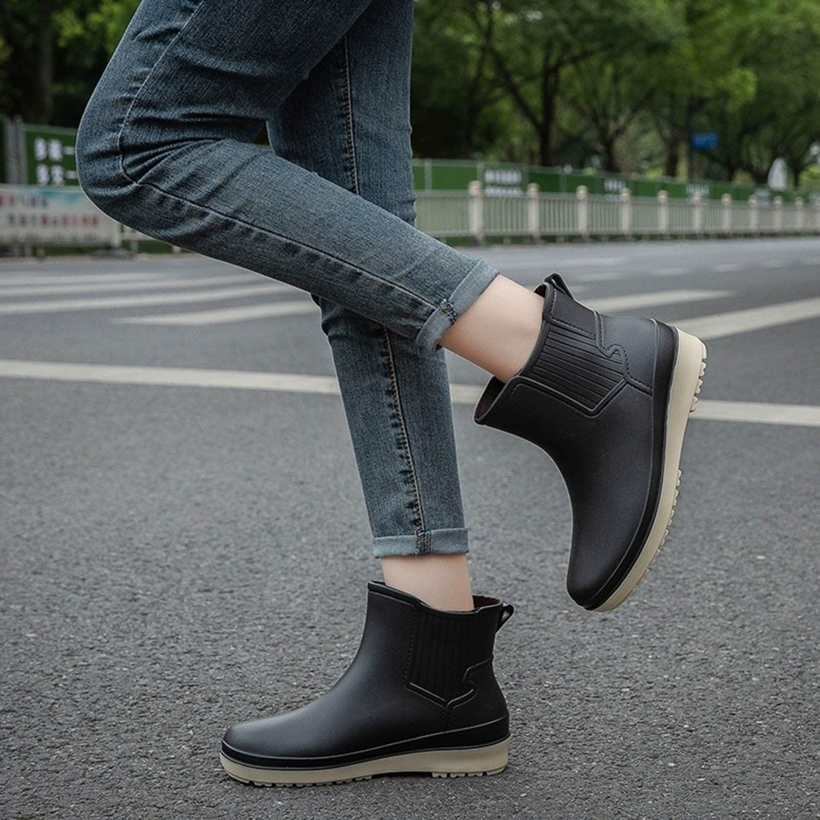 Juosiy Women's Ankle Rain Boots Walking Fishing Rubber Water-proof Outdoor Non Slip Work Shoes
