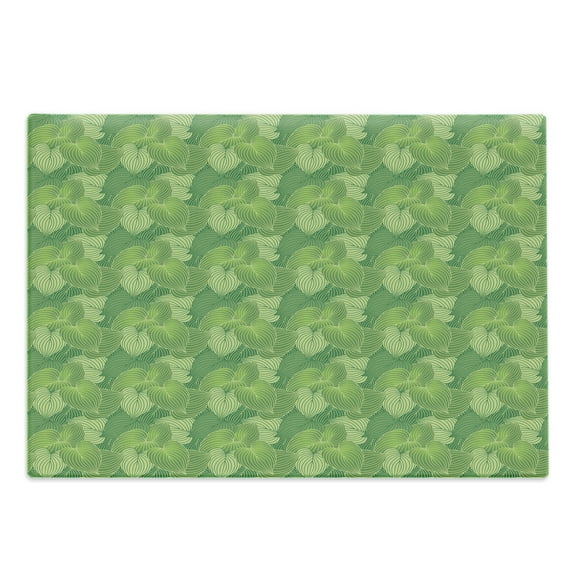 Green Cutting Board, Abstract Hosta Plants Forest Growth Leaves Ecology Jungle Theme, Decorative Tempered Glass Cutting and Serving Board, Large Size, Fern Lime and Pale Green, by Ambesonne